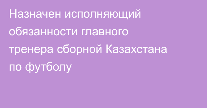 Назначен исполняющий обязанности главного тренера сборной Казахстана по футболу